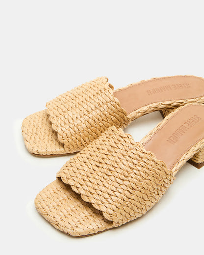 Steve Madden MONTGOMERY Raffia Square-Toe Slide Mule Women's Sandal