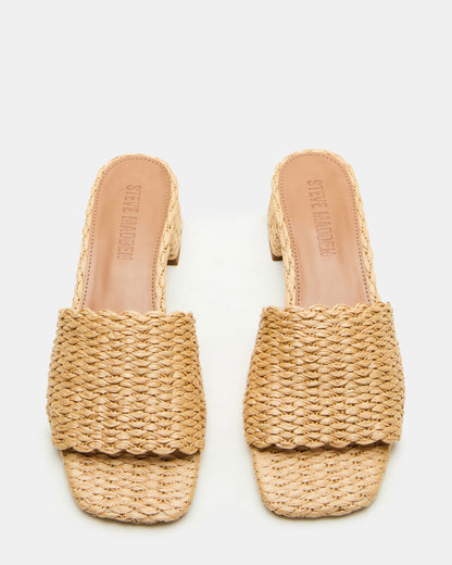 Steve Madden MONTGOMERY Raffia Square-Toe Slide Mule Women's Sandal
