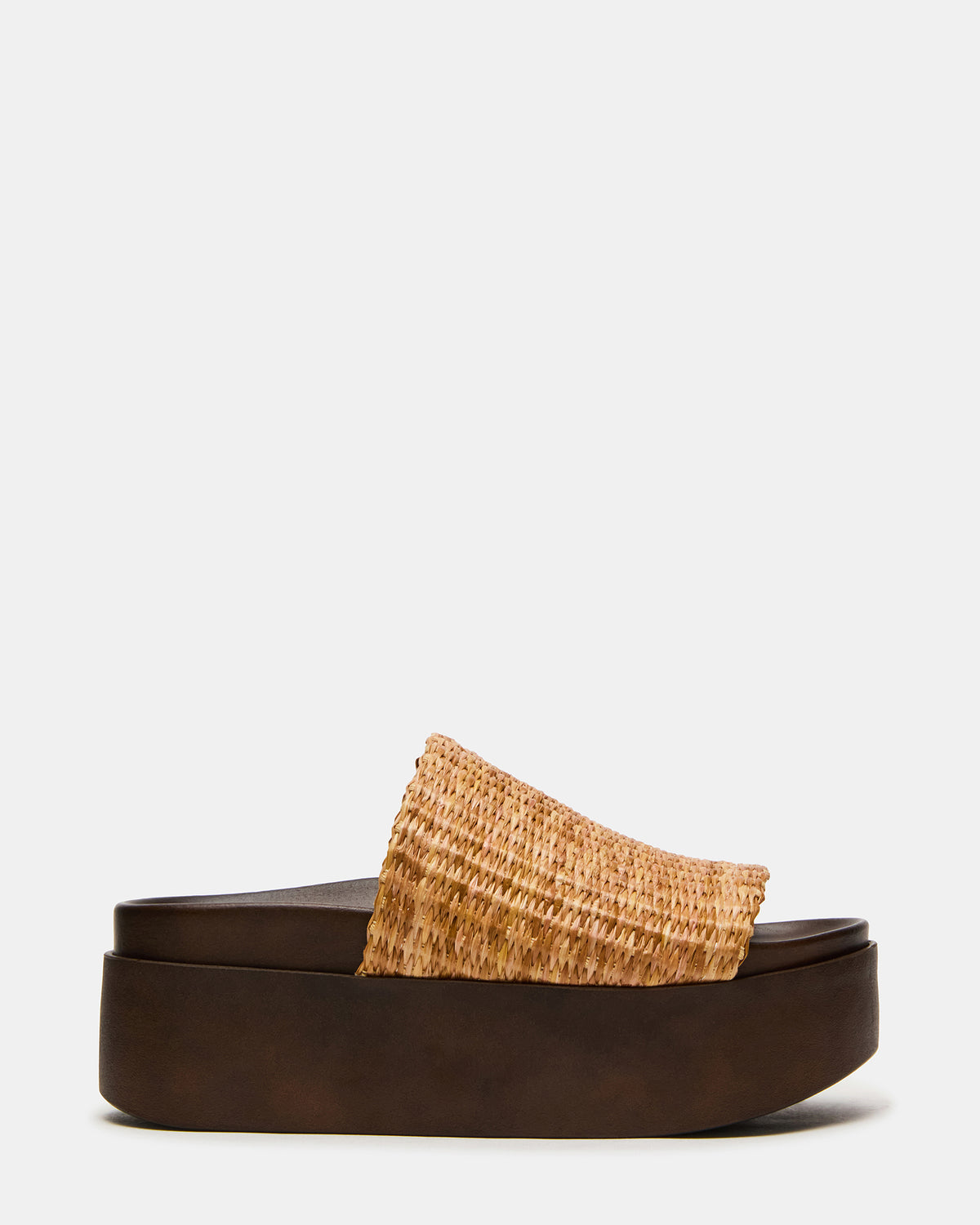 Steve Madden ARWEN Natural Raffia Platform Footbed Slide Chunky Women's Sandal