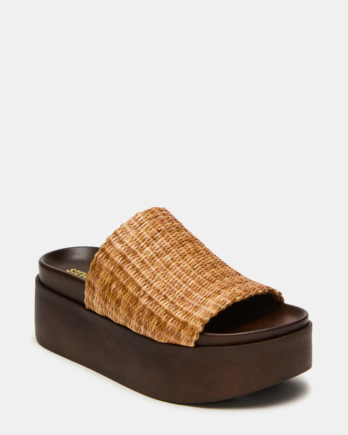 Steve Madden ARWEN Natural Raffia Platform Footbed Slide Chunky Women's Sandal