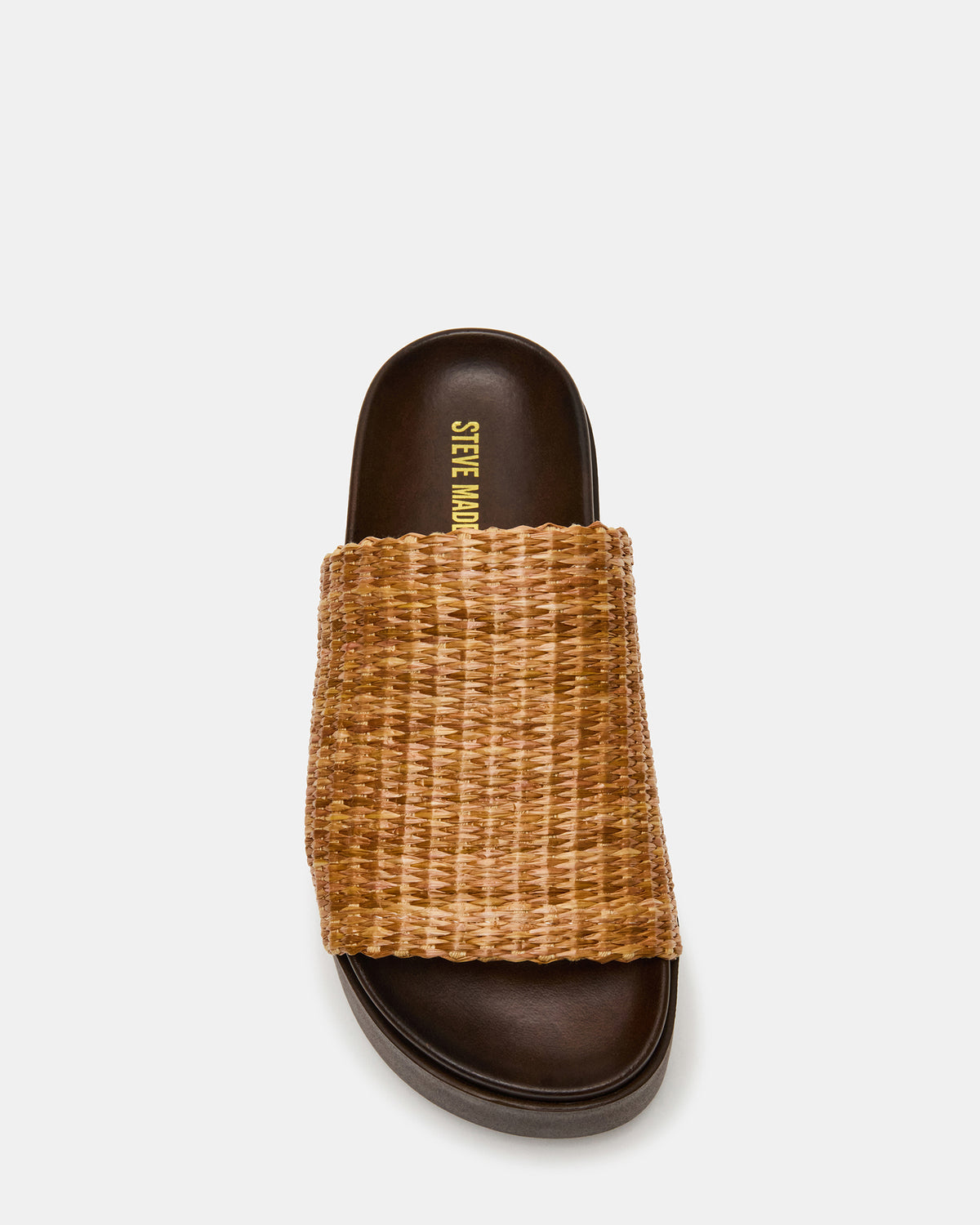 Steve Madden ARWEN Natural Raffia Platform Footbed Slide Chunky Women's Sandal