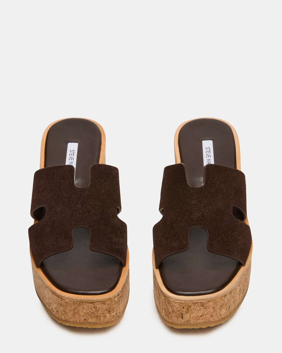 Steve Madden HARMONY Brown Suede Wedge Mule Cork Platform Women's Sandal