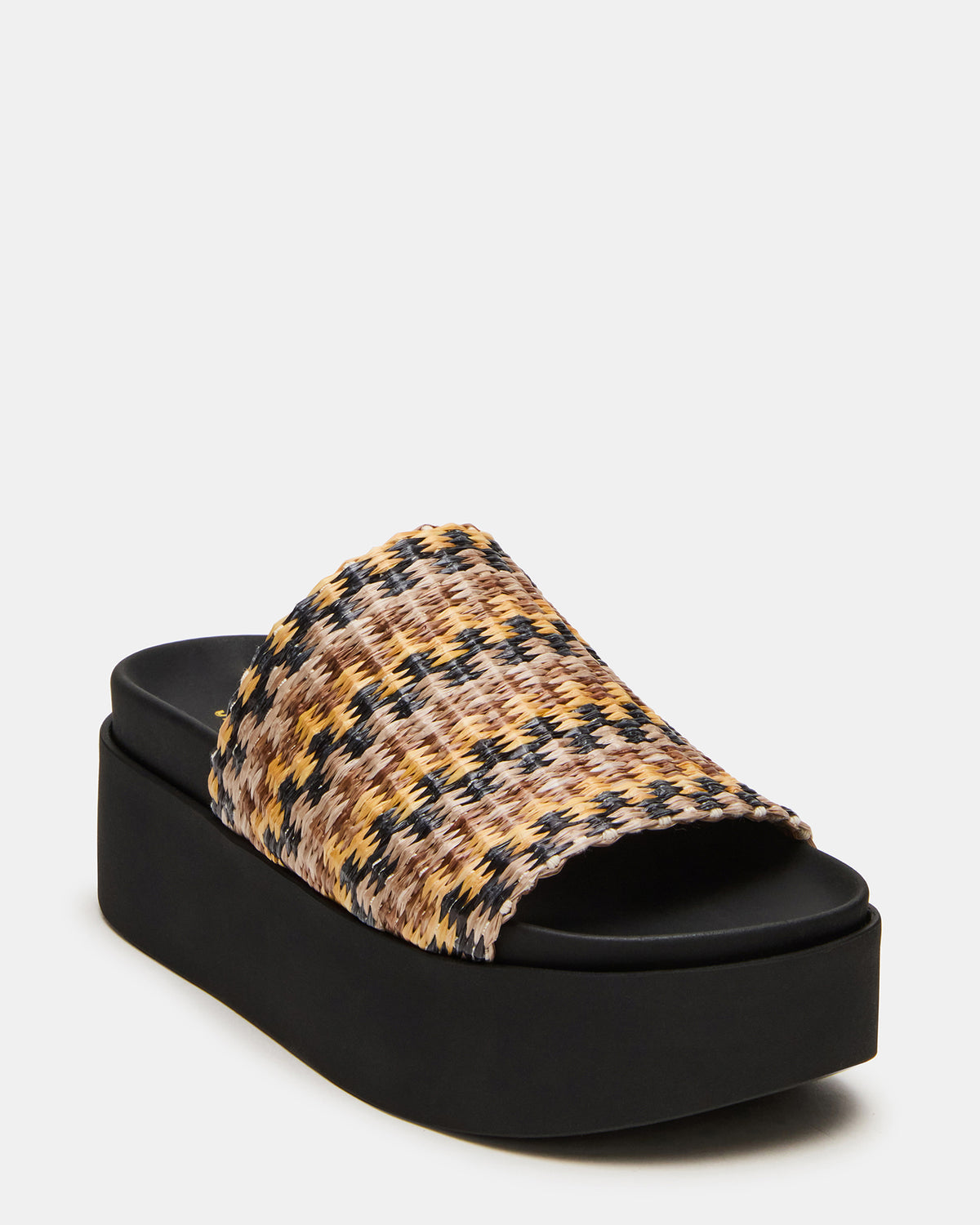 Steve Madden ARWEN Multi Raffia Platform Footbed Slide Chunky Women's Sandal