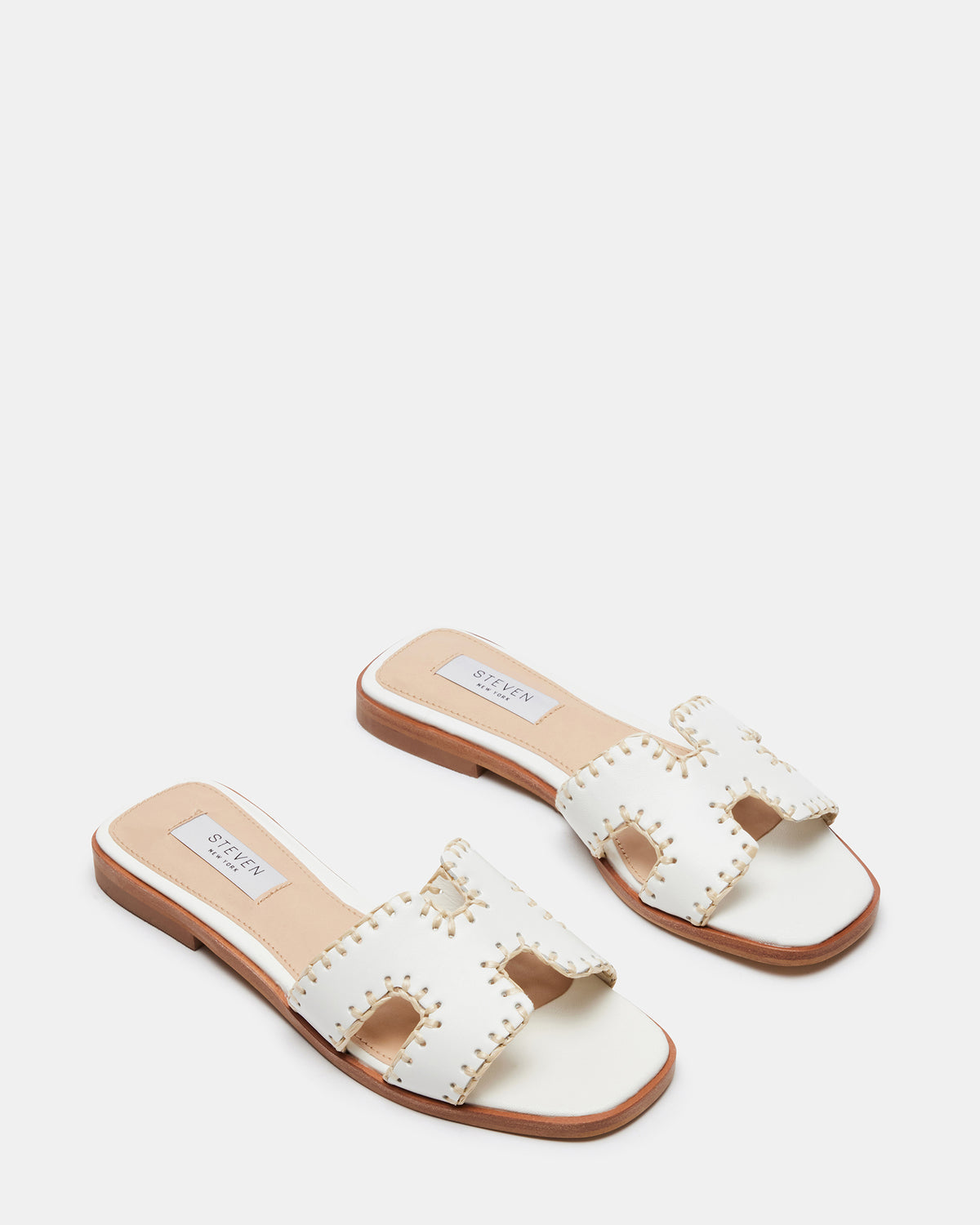 Steve Madden HADYN Woven White Leather Sandal | Women's Designer Sandals