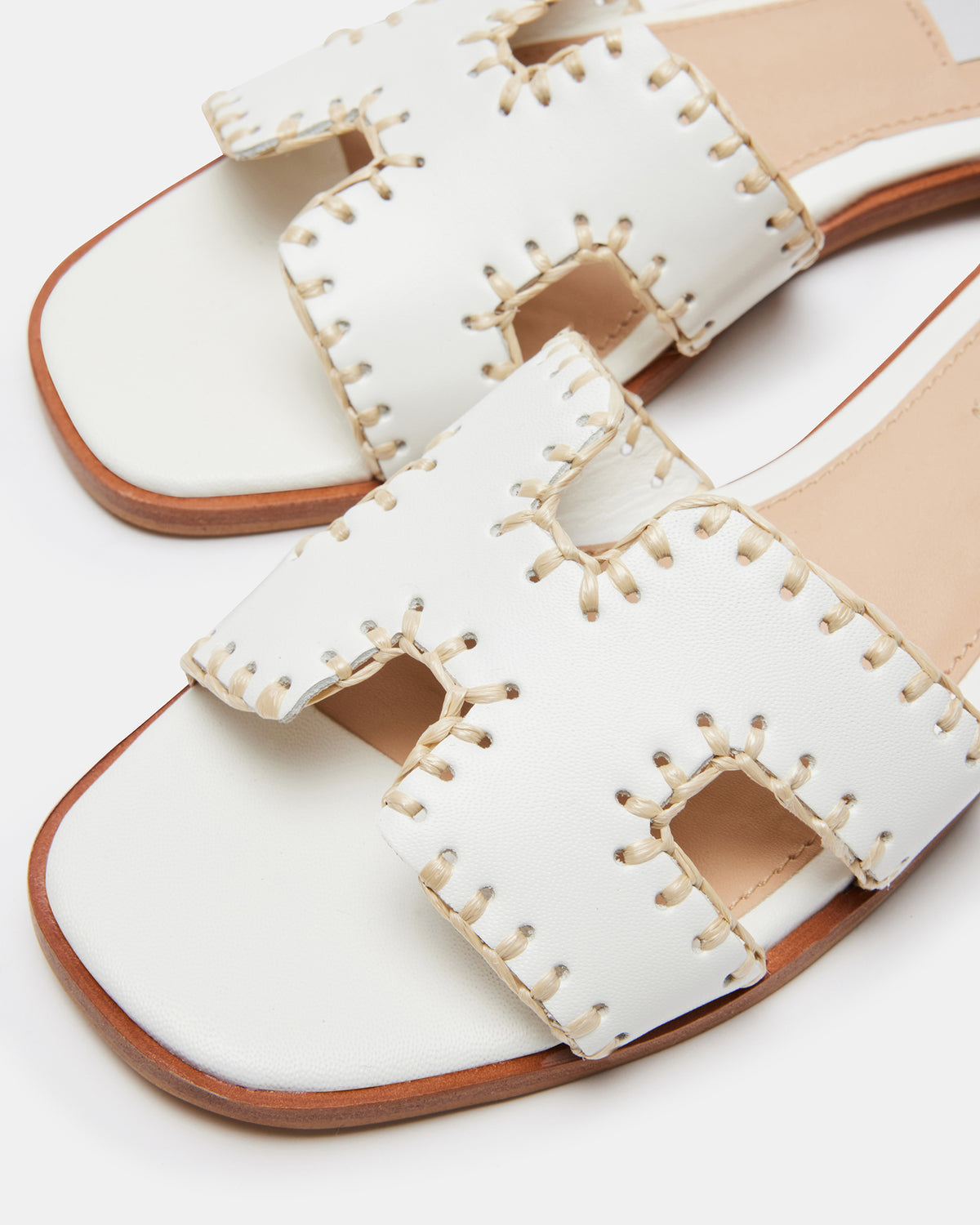 Steve Madden HADYN Woven White Leather Sandal | Women's Designer Sandals