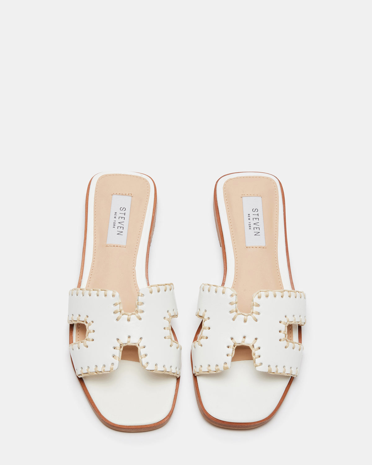 Steve Madden HADYN Woven White Leather Sandal | Women's Designer Sandals
