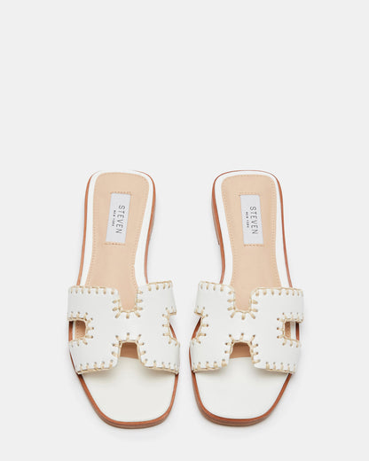 Steve Madden HADYN Woven White Leather Sandal | Women's Designer Sandals