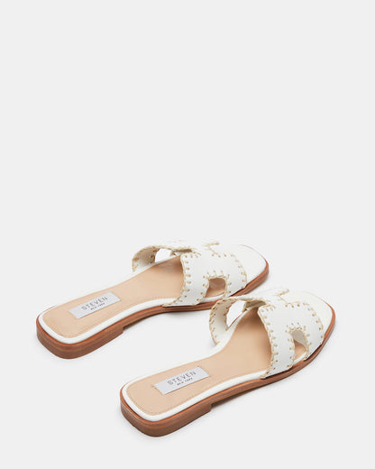 Steve Madden HADYN Woven White Leather Sandal | Women's Designer Sandals