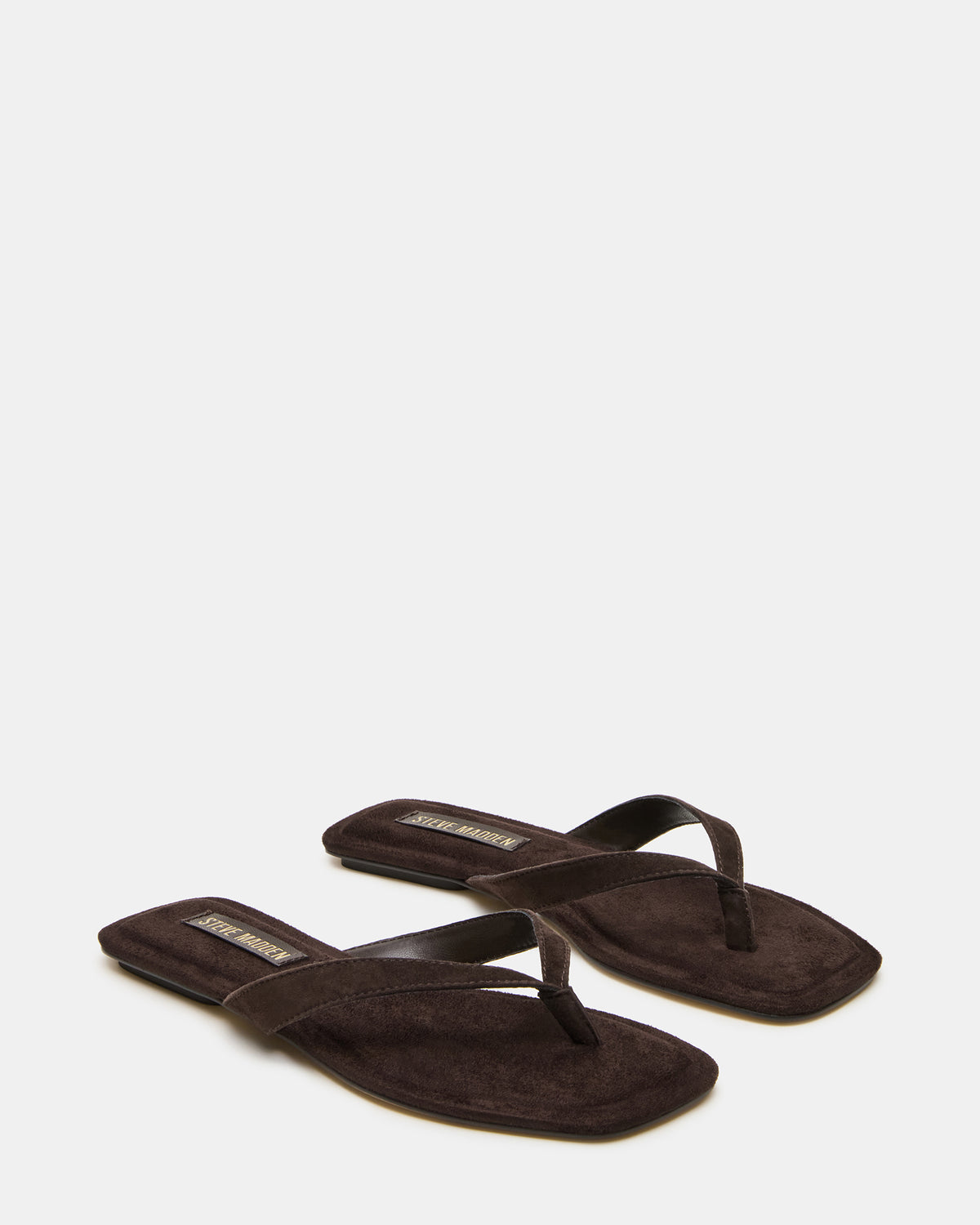 Steve Madden TRELLA Brown Suede Square-Toe Thong Women's Sandal