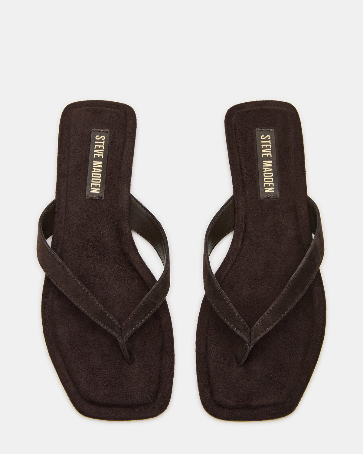 Steve Madden TRELLA Brown Suede Square-Toe Thong Women's Sandal