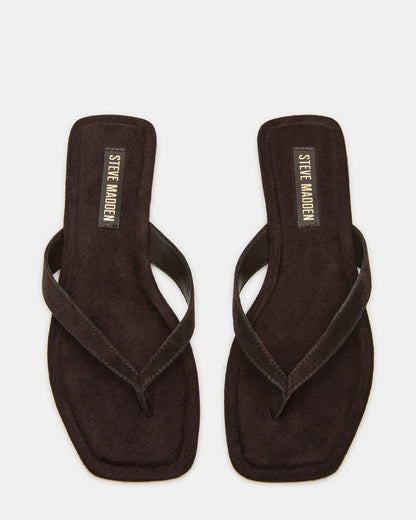 Steve Madden TRELLA Brown Suede Square-Toe Thong Women's Sandal