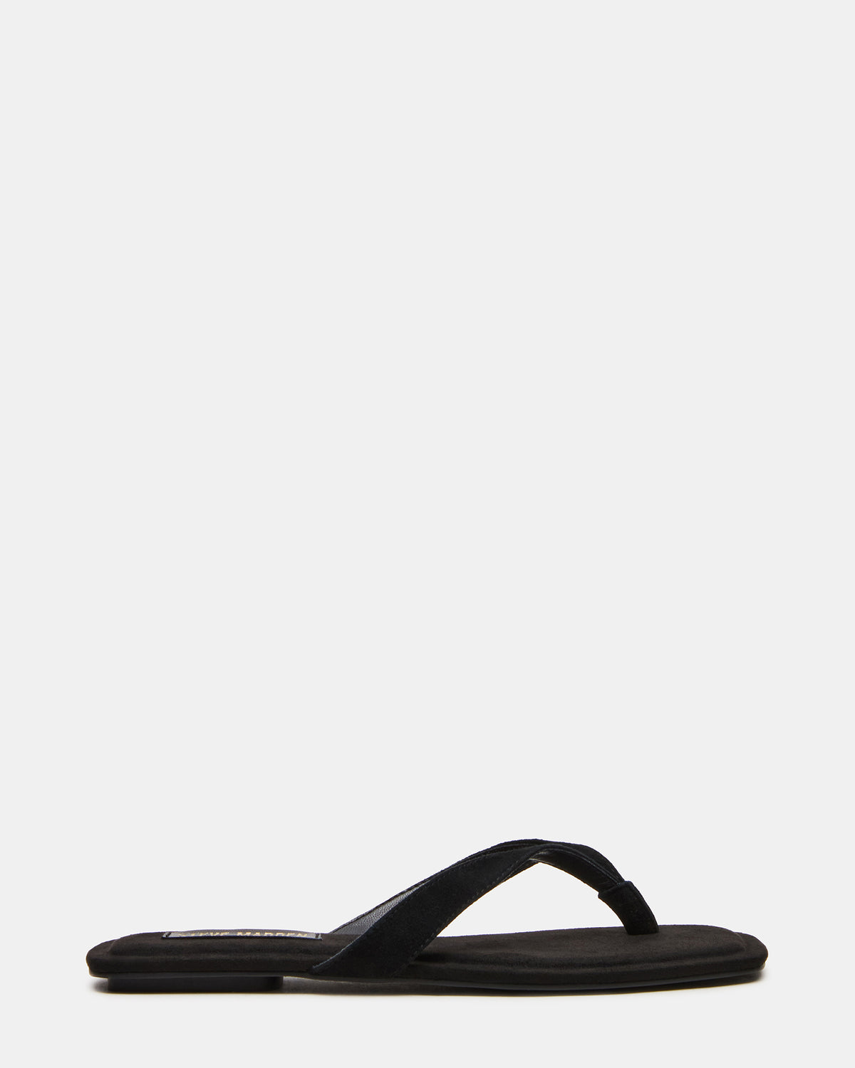 Steve Madden TRELLA Black Suede Square-Toe Thong Women's Sandal