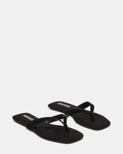 Steve Madden TRELLA Black Suede Square-Toe Thong Women's Sandal