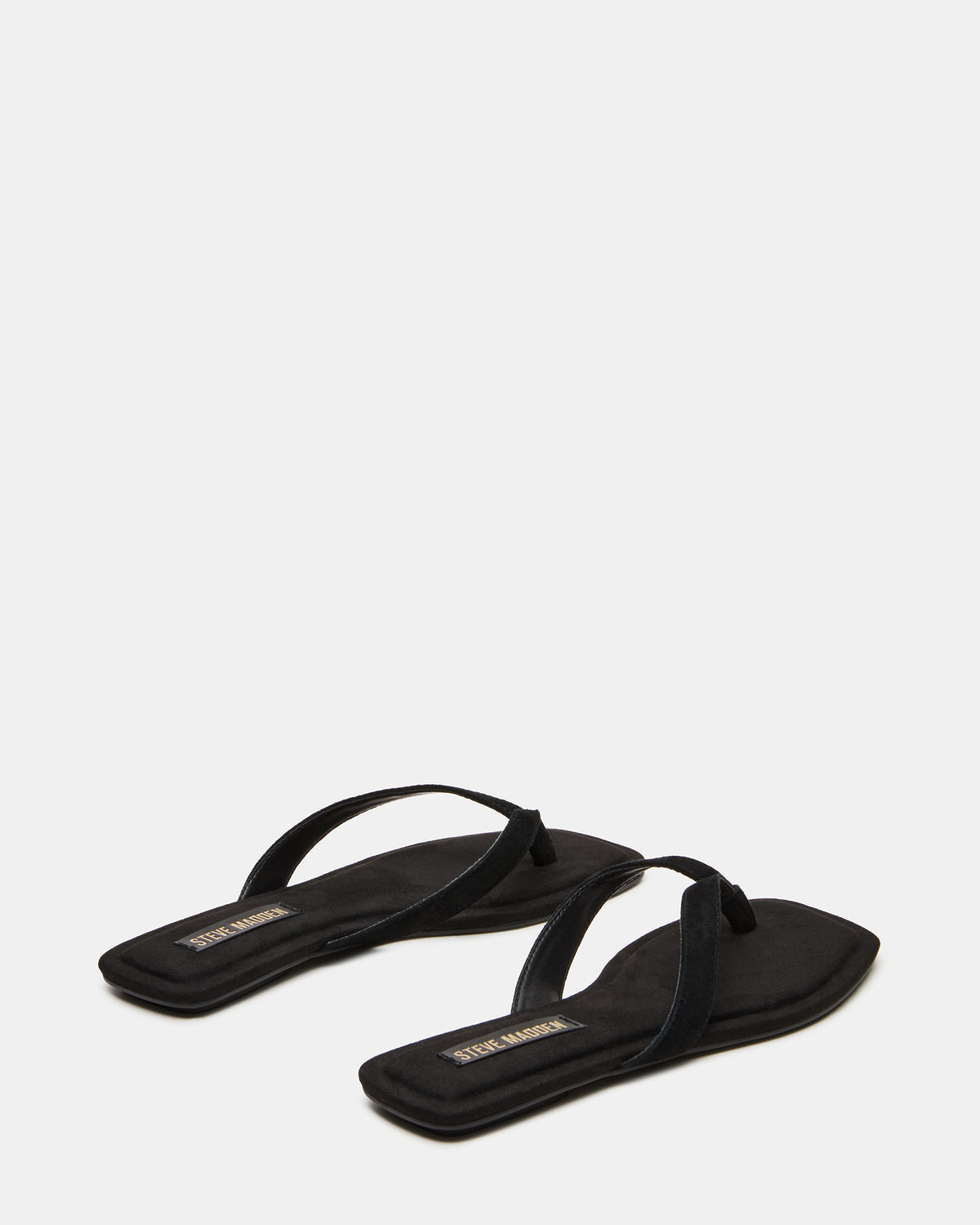 Steve Madden TRELLA Black Suede Square-Toe Thong Women's Sandal