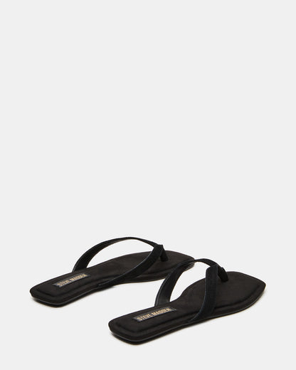 Steve Madden TRELLA Black Suede Square-Toe Thong Women's Sandal