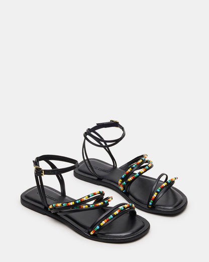 Steve Madden VIMA Black Multi Strappy Multi-Colored Women's Sandal