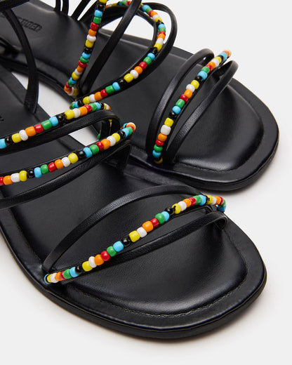 Steve Madden VIMA Black Multi Strappy Multi-Colored Women's Sandal