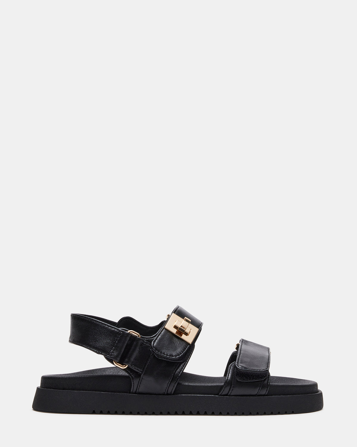 Steve Madden MONA Black Leather Flatform Women's Sandal
