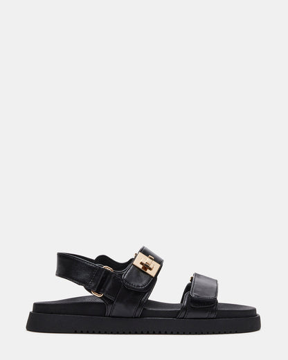 Steve Madden MONA Black Leather Flatform Women's Sandal