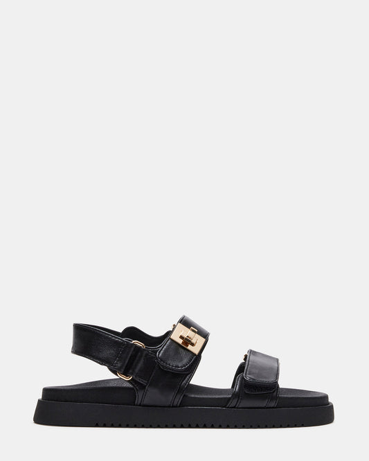 Steve Madden MONA Black Leather Flatform Women's Sandal