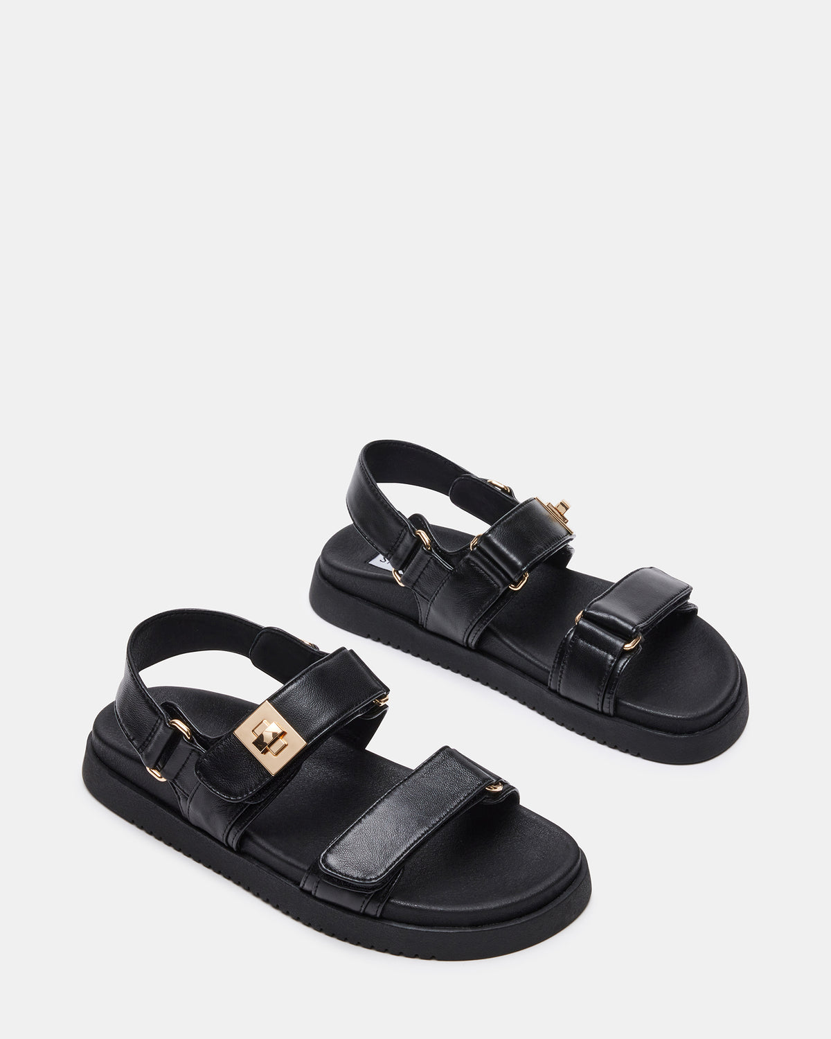 Steve Madden MONA Black Leather Flatform Women's Sandal