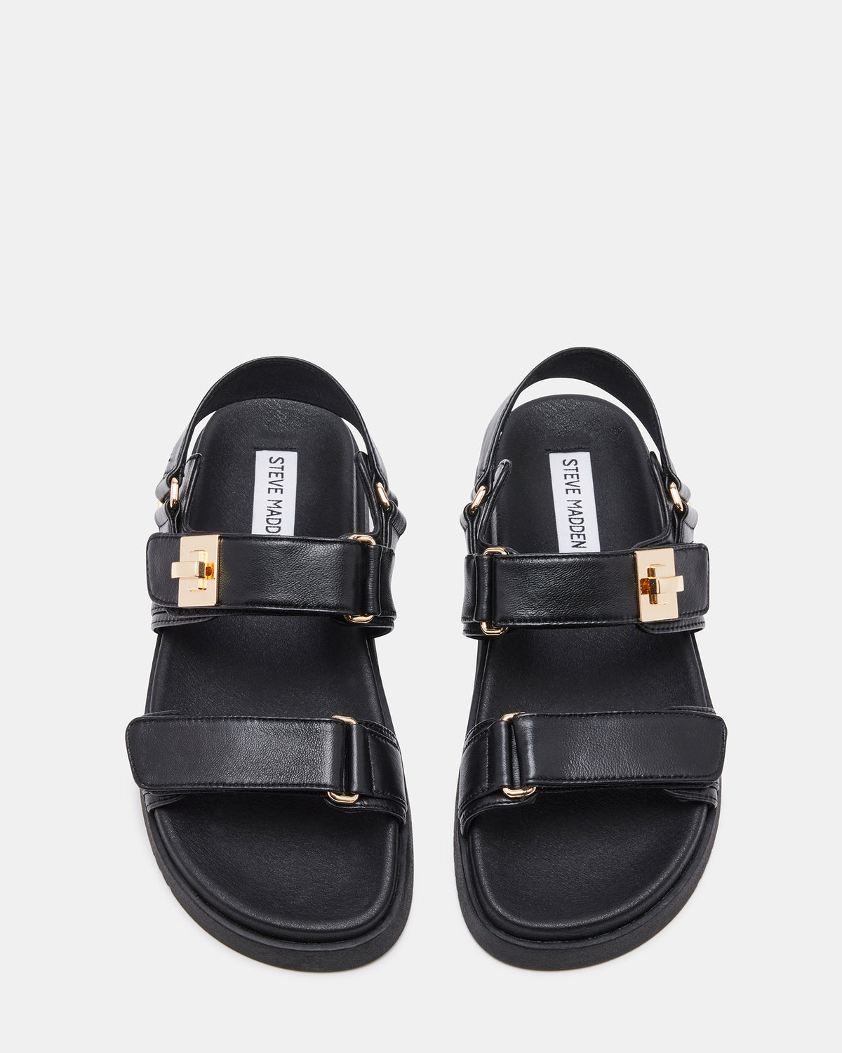 Steve Madden MONA Black Leather Flatform Women's Sandal
