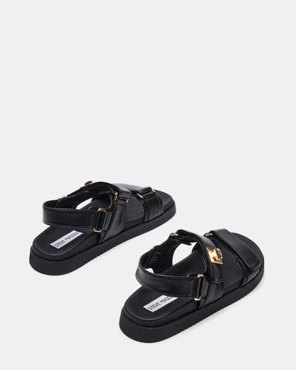 Steve Madden MONA Black Leather Flatform Women's Sandal