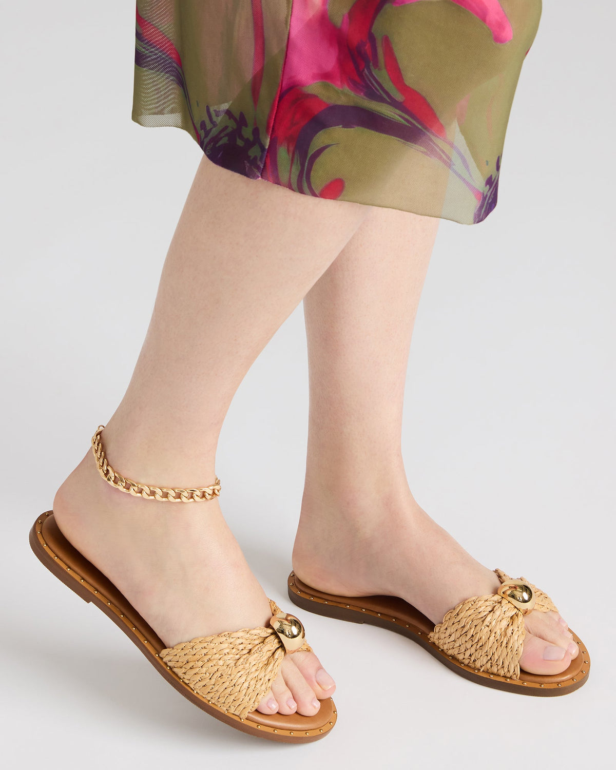Steve Madden DIPSY Natural Raffia Slide Rounded Toe Women's Sandal