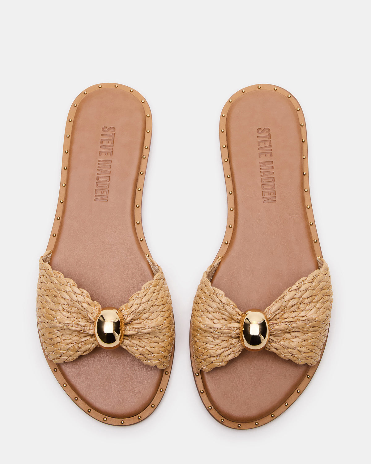 Steve Madden DIPSY Natural Raffia Slide Rounded Toe Women's Sandal