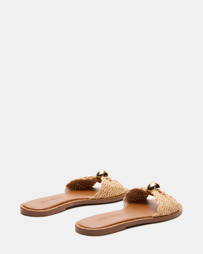 Steve Madden DIPSY Natural Raffia Slide Rounded Toe Women's Sandal