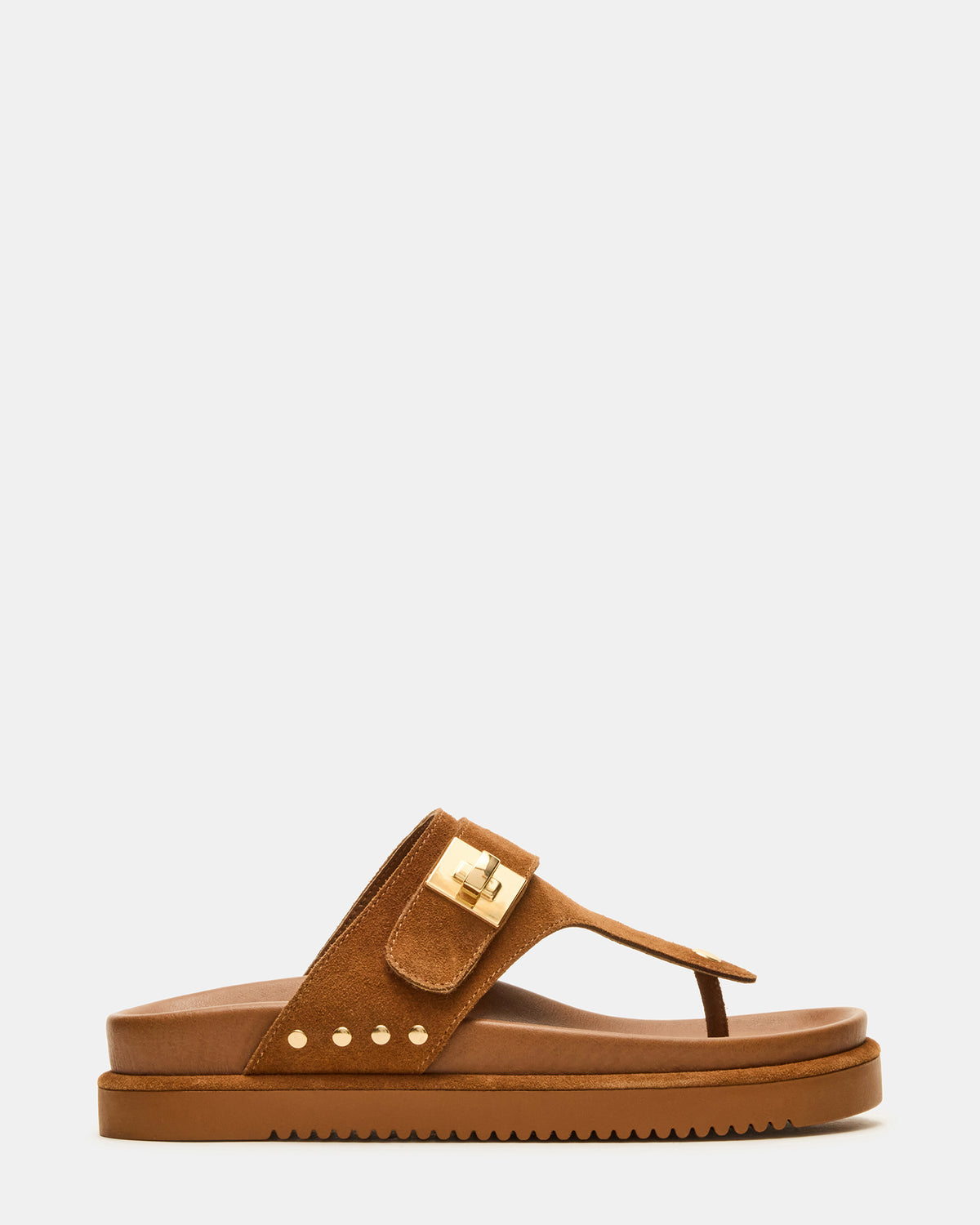 Steve Madden THONA Chestnut Suede Women's Flatform Thong Sandal