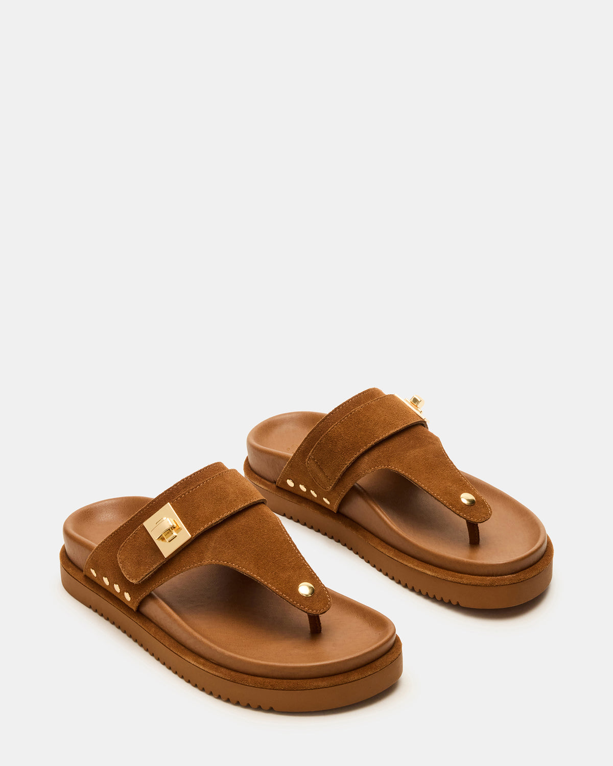 Steve Madden THONA Chestnut Suede Women's Flatform Thong Sandal