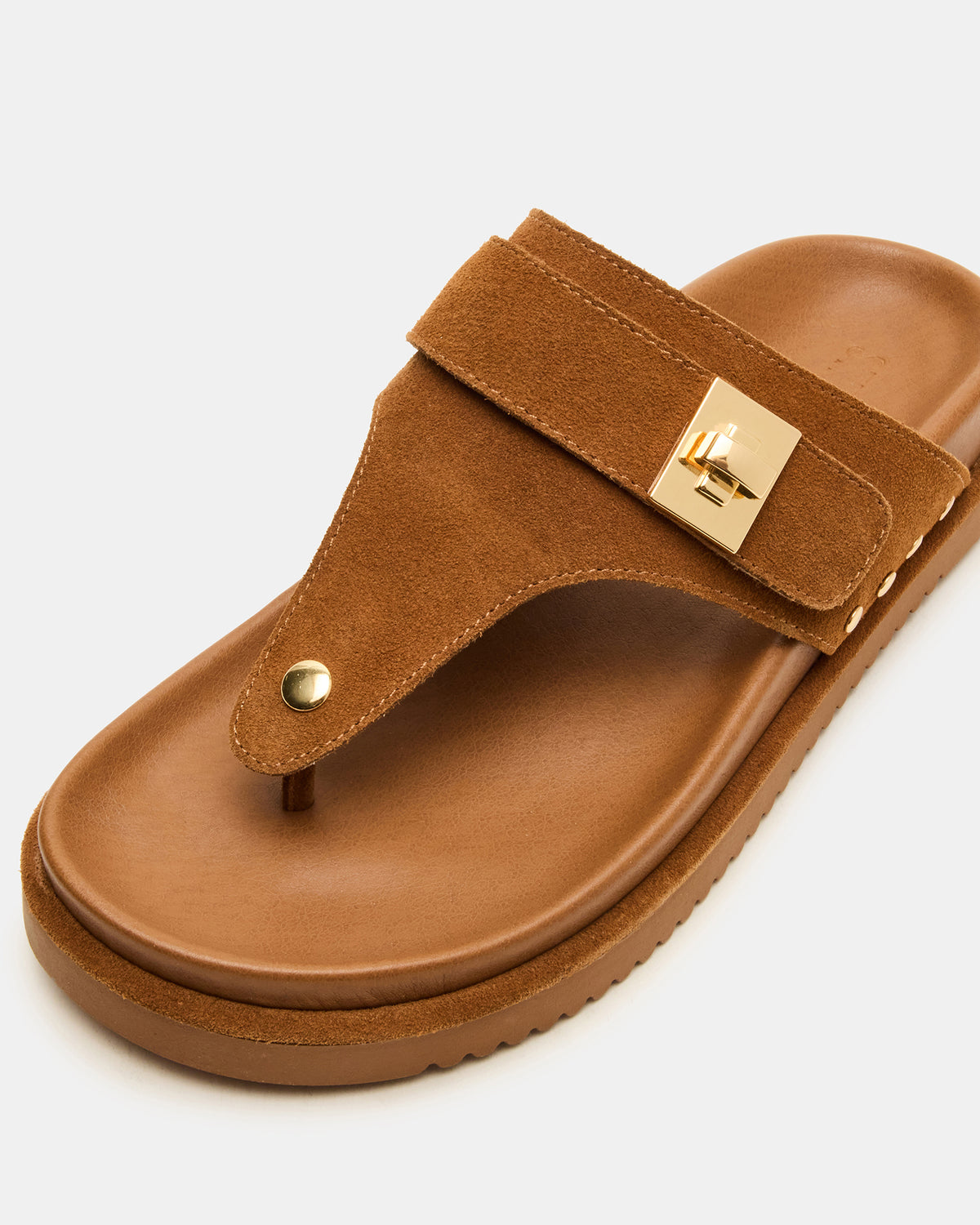 Steve Madden THONA Chestnut Suede Women's Flatform Thong Sandal