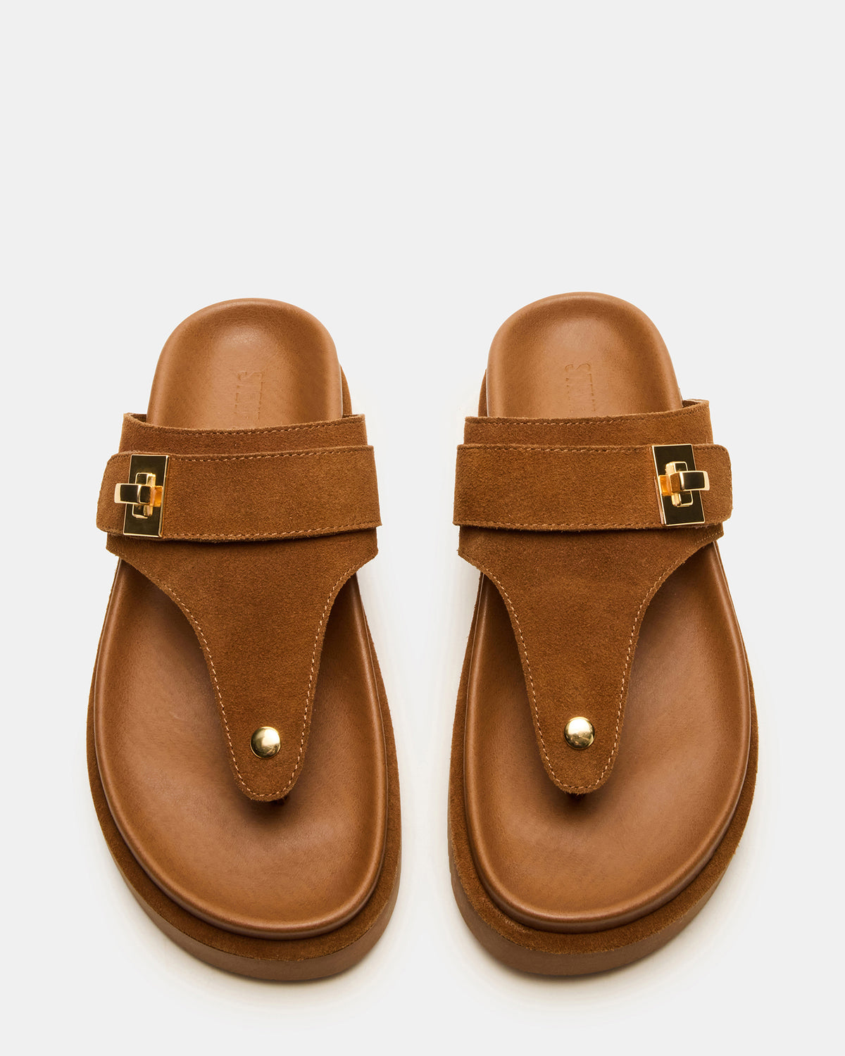 Steve Madden THONA Chestnut Suede Women's Flatform Thong Sandal