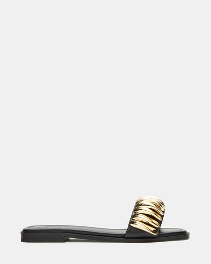 Steve Madden TETRIS Black Square-Toe Slide Women's Sandal