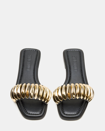 Steve Madden TETRIS Black Square-Toe Slide Women's Sandal