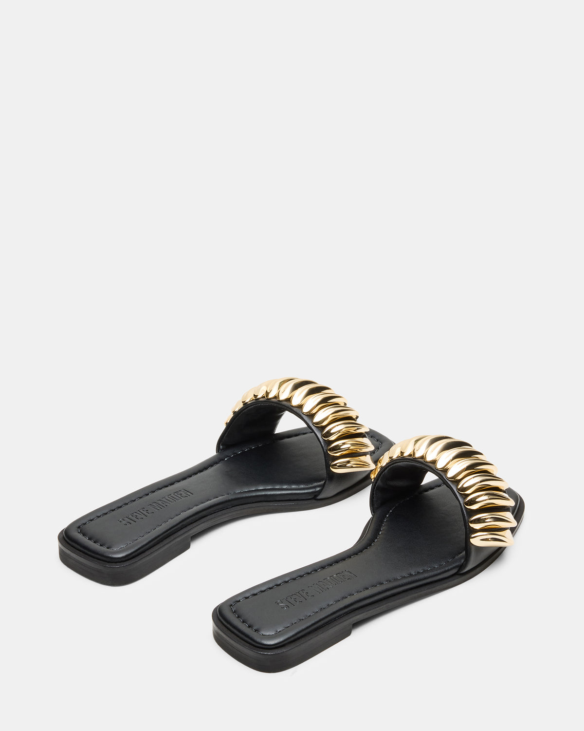 Steve Madden TETRIS Black Square-Toe Slide Women's Sandal