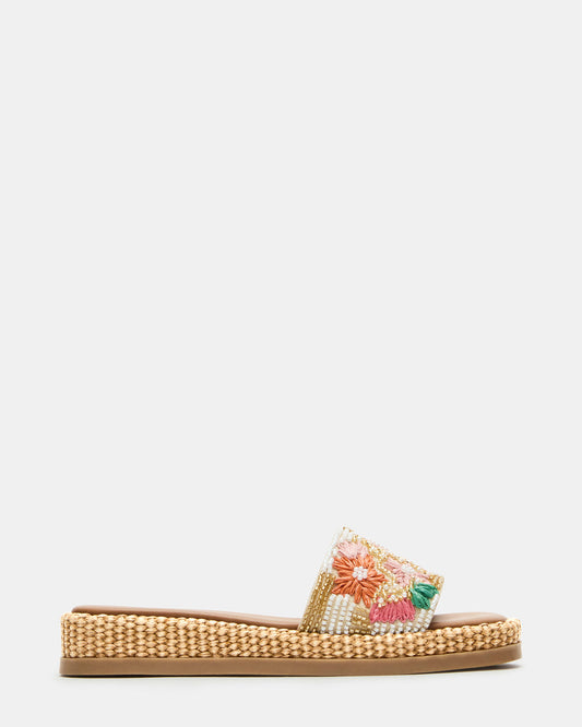 Steve Madden BOARDWALK Floral Multi Women's Raffia Slides