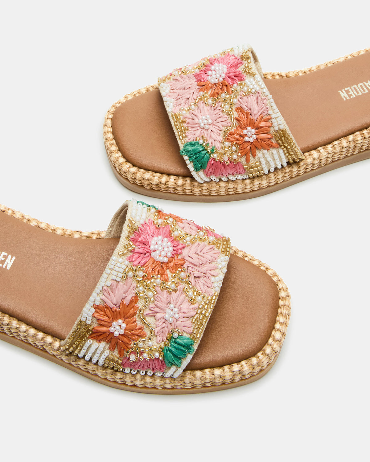 Steve Madden BOARDWALK Floral Multi Women's Raffia Slides
