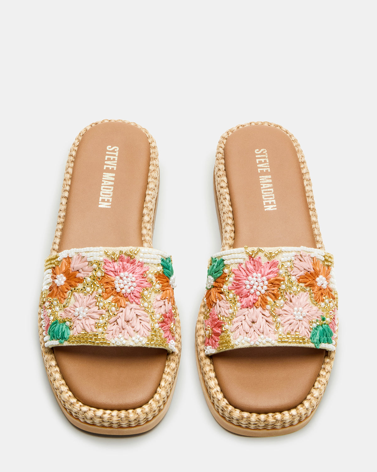 Steve Madden BOARDWALK Floral Multi Women's Raffia Slides