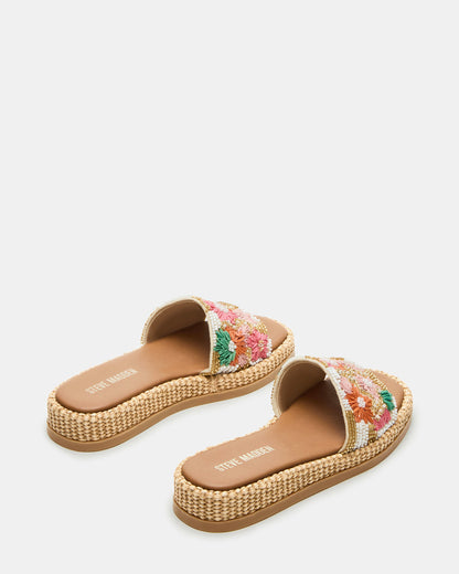 Steve Madden BOARDWALK Floral Multi Women's Raffia Slides