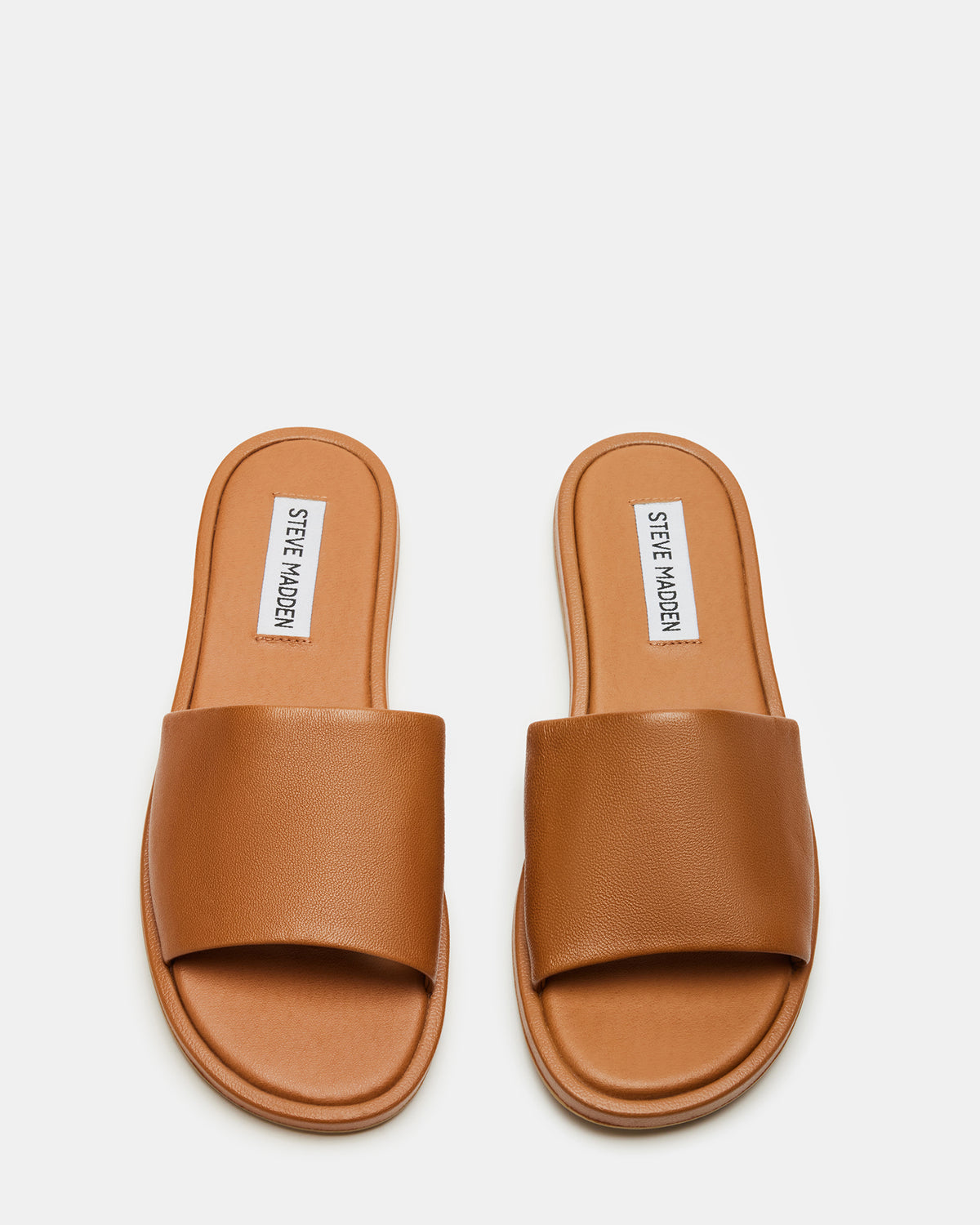 Steve Madden KAYA Brown Leather Slide Sandal | Women's Sandals