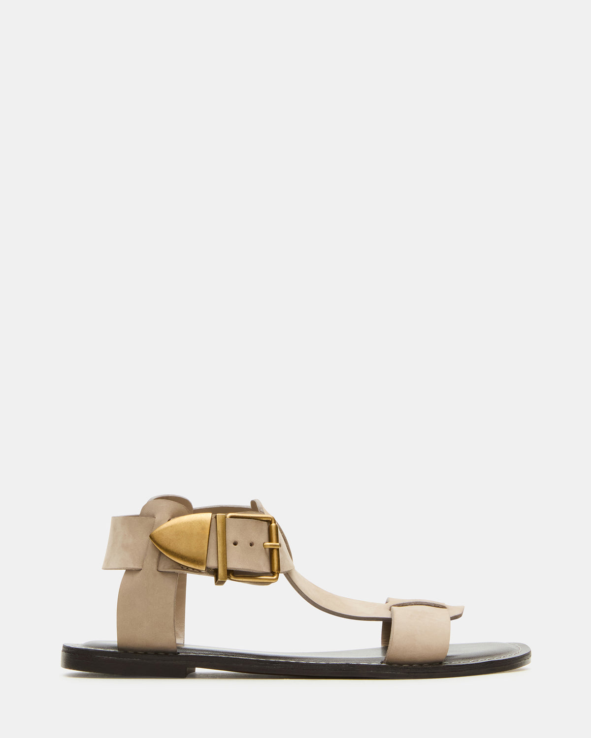 Steve Madden BRAZINN Taupe Nubuck Strappy Flat Sandal Women's Sandal