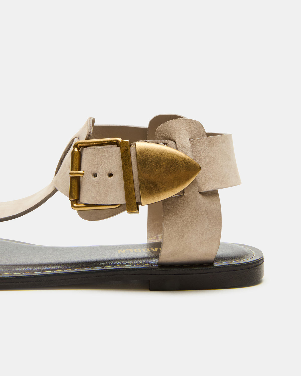 Steve Madden BRAZINN Taupe Nubuck Strappy Flat Sandal Women's Sandal