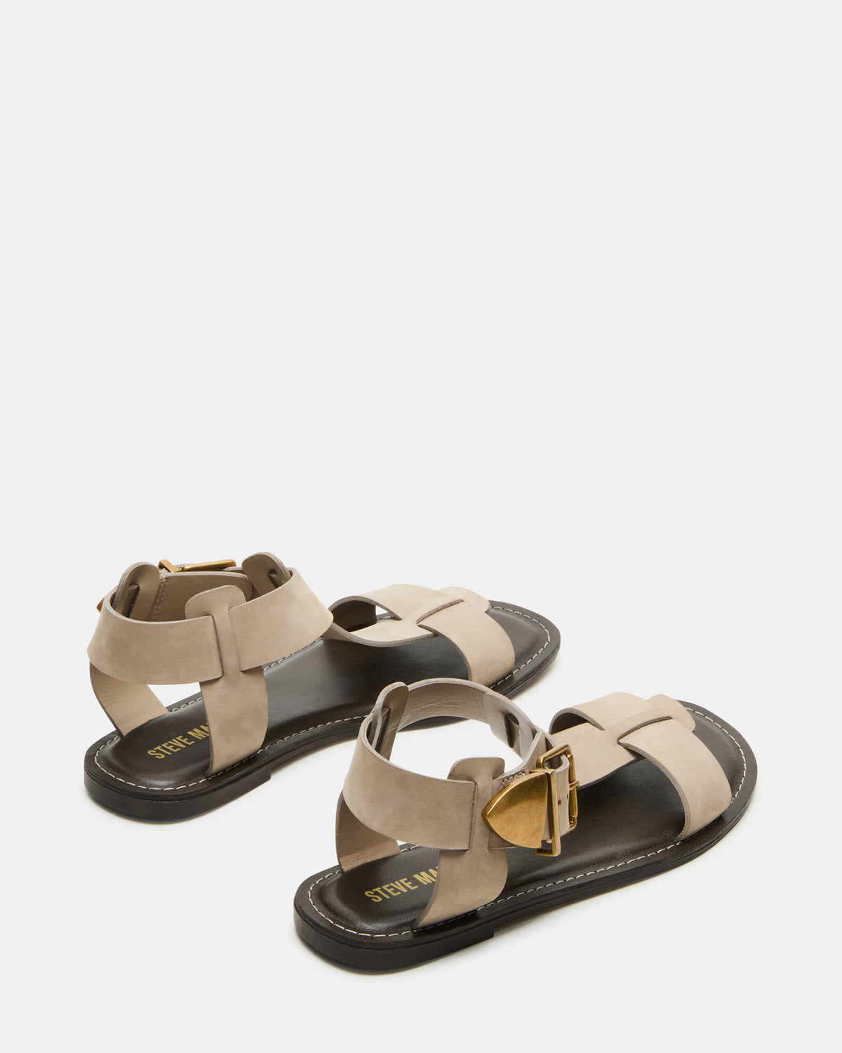 Steve Madden BRAZINN Taupe Nubuck Strappy Flat Sandal Women's Sandal