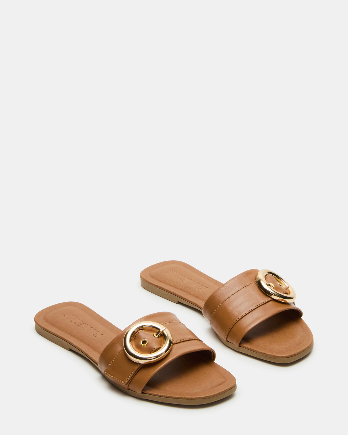 Steve Madden REEF Tan Leather Square-Toe Slide Women's Sandal