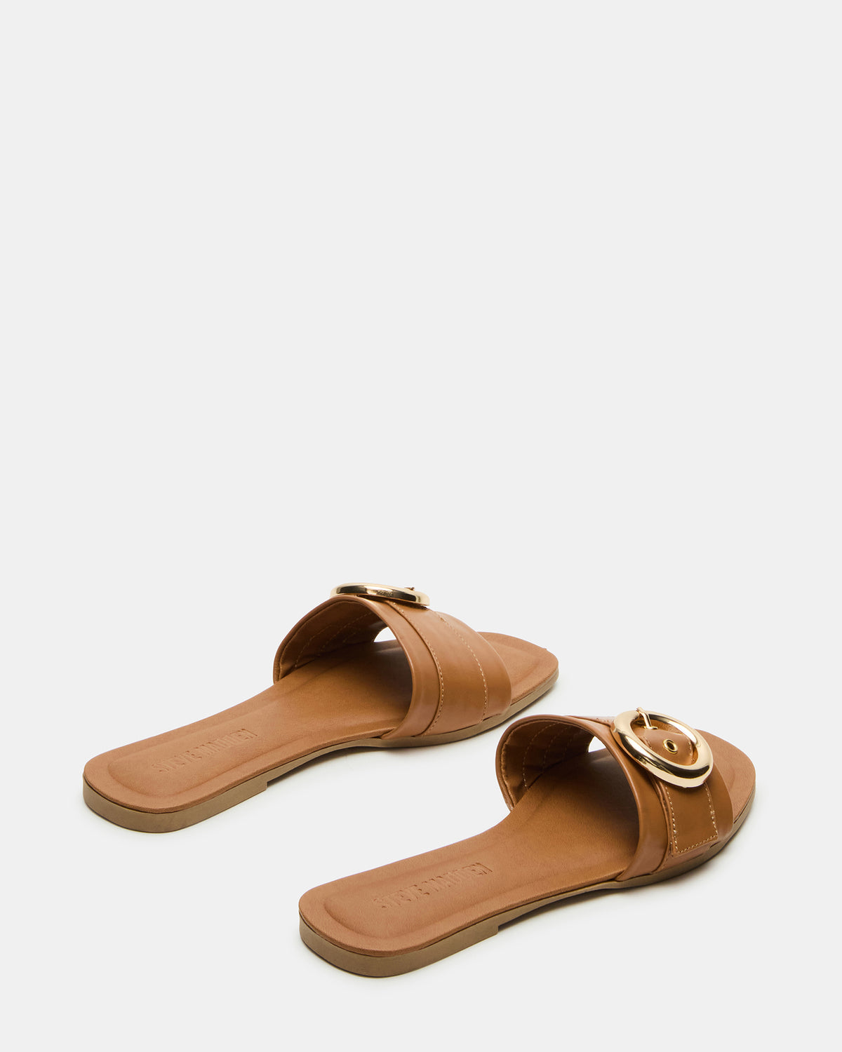 Steve Madden REEF Tan Leather Square-Toe Slide Women's Sandal