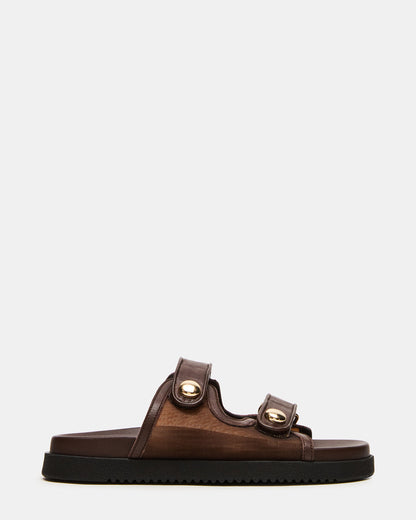 Steve Madden ATHENS Brown Mesh Slide Footbed Flatform Women's Sandal