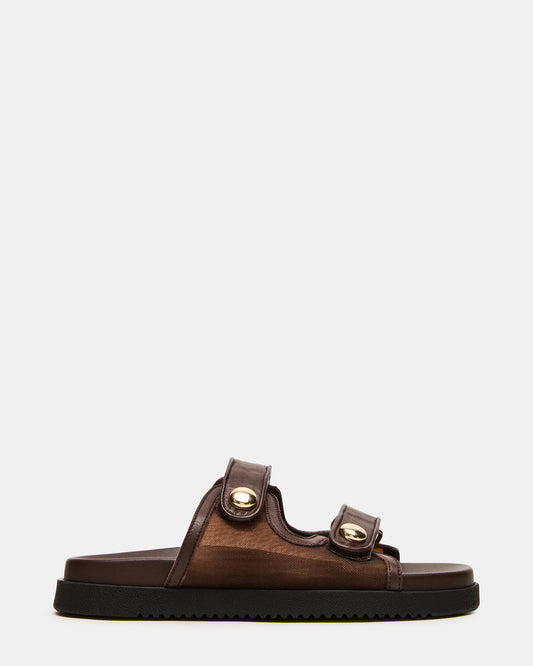 Steve Madden ATHENS Brown Mesh Slide Footbed Flatform Women's Sandal