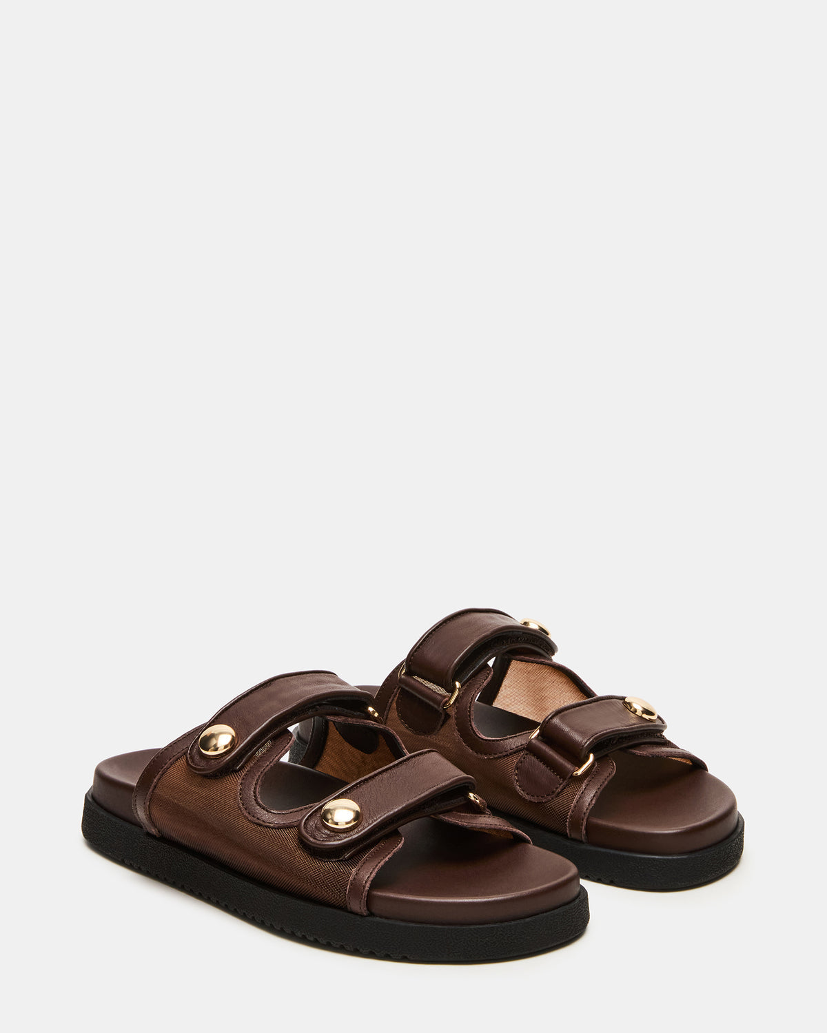 Steve Madden ATHENS Brown Mesh Slide Footbed Flatform Women's Sandal